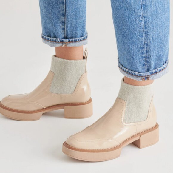 NEW DOLCE VITA Saline H2O WIDE Waterproof LEATHER Booties Dune GLOSS 2510 3T2 - Picture 1 of 5